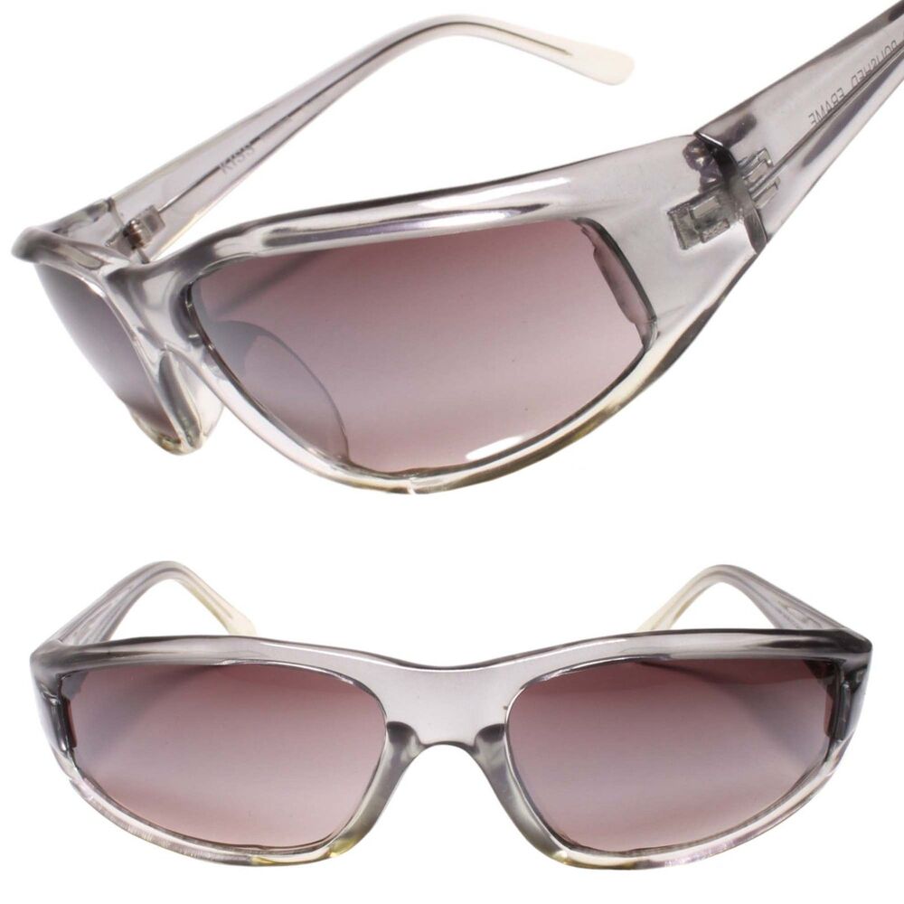 Old Stock Wrap Around Active lifestyle Sport Sunglasses Translucent Gray Frame